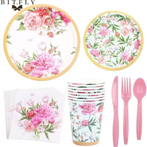 Hawaiian Party Disposable Tableware Set Paper Plates Cup Napkin Baby Summer Garden Party Decor Baby Shower Girl Party Supplies