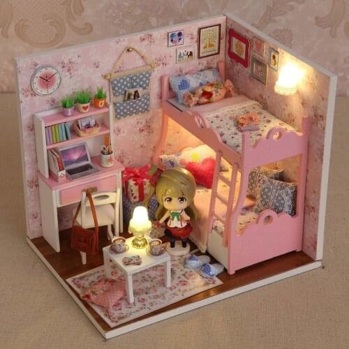 Hot selling DIY dollhouse furniture Pretend Play Furniture doll miniature scene+lovely doll house Toys birhday Gift for girls