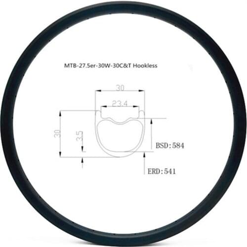 Graphene carbon mtb disc rims 27.5er 30x30mm tubeless mtb disc rim symmetry carbon rims 650b bicycle rim XC 360g U bike wheel