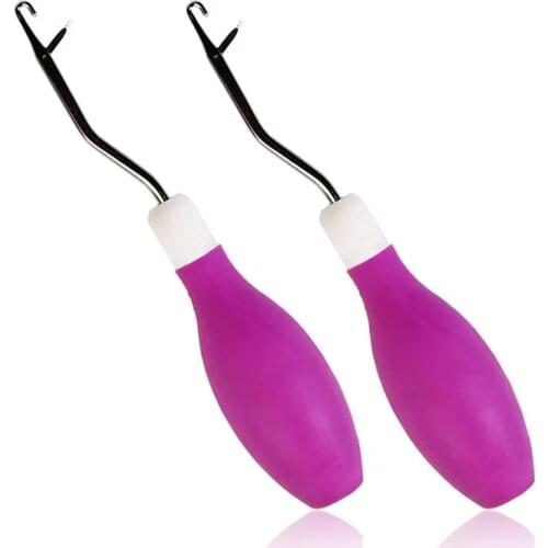 Imzay 2 Pack Latch Hook Crochet Needle,Crochet Needle With Purple Handle For Braid Hair And Making DIY Crafts
