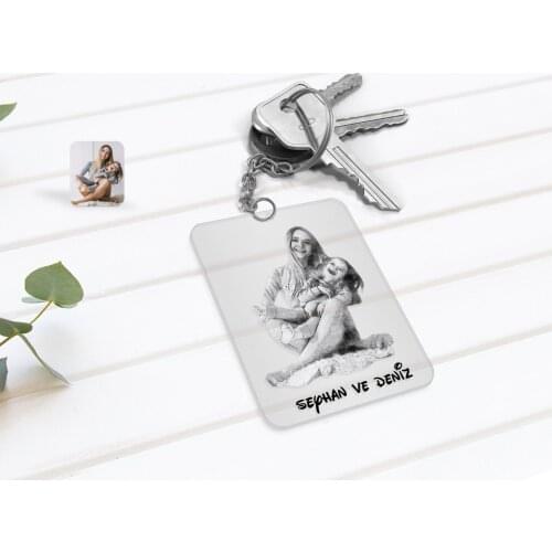 Personalized Special Charcoal Design Transparent Plexiglass Anahtarlık-1