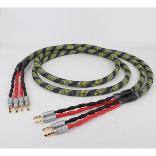 Preffair LS-180 OCC Silver Plated Speaker Cable Hi-Fi Loudspeaker Cable Matched Left/Right Pair With 24K Gold plated Banana Plug