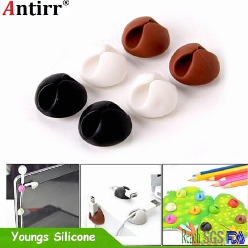 Round Cable Holder Protector Management Device Organizer Finishing Desktop Plug Silicone Wire Retention Clips Power Cord Winder