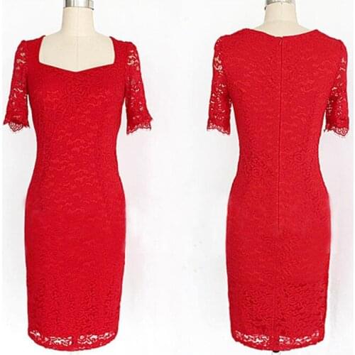 Floral Print Lace Mini Dress Sexy Casual Half Sleeve Women Dresses Summer 2021 Bodycon Fashion Squart Collar Elegant Dress