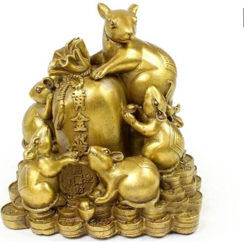 Bodhi Temple opening copper ornaments five lucky mouse copper copper money in gold enrichment Wangcai lucky kangaroo