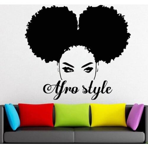 African style Wall Stickers Beauty Shop Sign Window Sticker Beauty Salon Woman Face Home Decor Africa American Art Mural H479