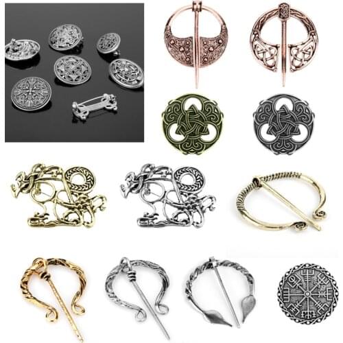 Norse Viking Brooch Jewelry Vintage Penannular Shoulder Shawl Scarf Clasp Cloak Pin Medieval Accessories Metal Badge Brooches