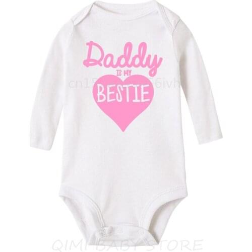 Newborn Baby Cotton Jumpsuit Daddy Is My Bestie Print Infant Boys Girls Long Sleeve Romper Toddler Unisex Fashion Clothes