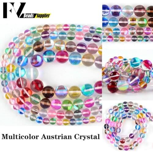 Wholesale Natural Colorful Austrian Crystal Flash Stone Round Loose Spacer Bead For Jewelry Making Bracelet Earring DIY 6/8/10mm