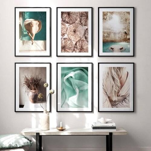 Fashion Silk Poster Handmade Hat Print Cave Sunshine Scenery Picture Nordic Canvas Wall Art Home Decor Painting For Living Room