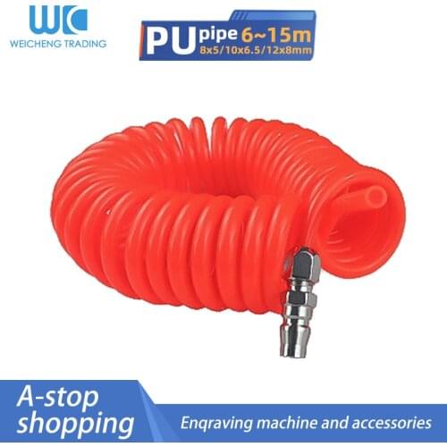 PU pneumatic spring hose air compressor steam pipe air pump high pressure telescopic hose spring tube with quick connector