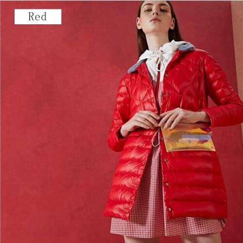 New style Frivolous cotton down jackets black medium autumn red womens coats pure color yellow oversized duck down overcoat