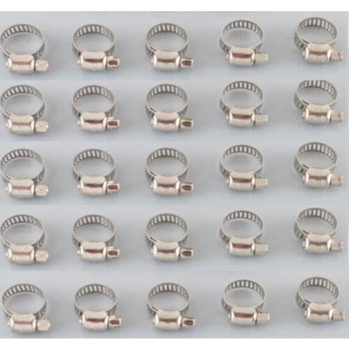 50 Pcs Stainless Steel Adjustable Drive Hose Clamp Fuel Line Clip 1/2"-5/8" Novel