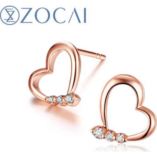 ZOCAI Brand New Design Real Certificate Diamond Earrings 0.05 CT 18k Rose Gold (AU750) Engagement Stud Earrings JBE90129T