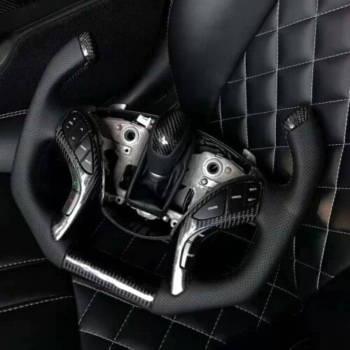 F1 Racing Cuatomized Trim Real Carbon Fiber Sports Steering Wheel Alcantara compatible for Hyundai Elantra IX35 2014-2020