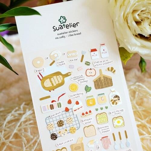 I love bread scrapbooking paper sticker design of bake tool and milk bottle knife DIY planner decoration