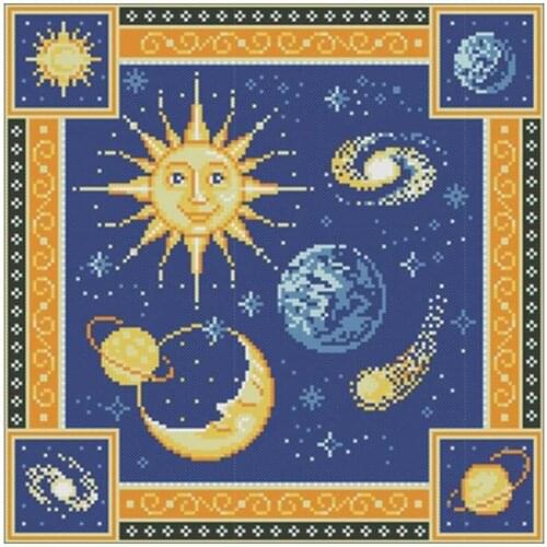 Sun and moon patterns Counted Cross Stitch 11CT 14CT 18CT DIY Chinese Cross Stitch Kits Embroidery Needlework Sets home decor