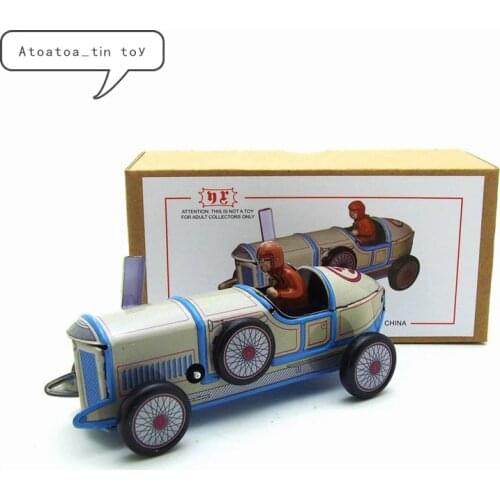 Vintage Retro racing Tin toys Classic Clockwork Wind Up racing car Collection Tin Toy For Adult Kids Collectible Gift