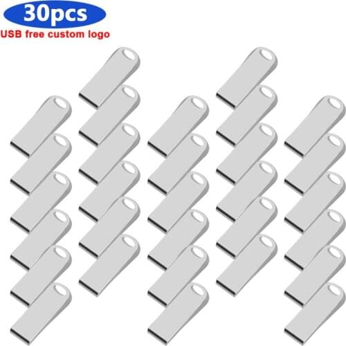 Waterproof 30pcs free logo usb2.0 flash drive cle usb 16GB 32GB memoria usb metal Pendrive 64gb 128gb pen drive flash usb memory