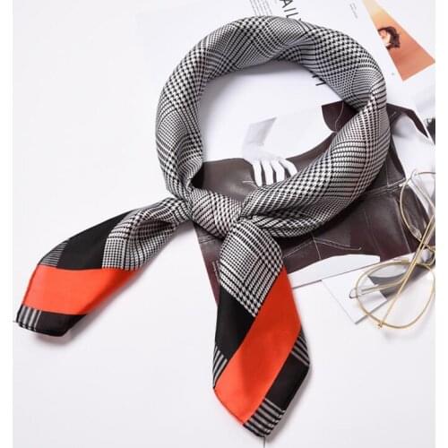 Yishine New 70x70cm Women Multifunction Polyester Silk Scarf Elegant Plaids Printed Satin Small Square Wraps Scarves Shawl