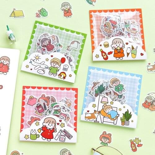 Yisuremia 40Pcs/Pack Kawaii Stickers Korean Scrapbooking DIY Bullet Journal Decorative Washi Sticker School Stationery Girl GIft