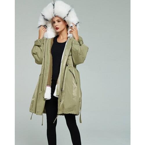 Parka Real Coat Female Natural Rabbit Liner Long Coats 2020 Winter Jacket Women Fox Fur Collar Warm Parkas MY
