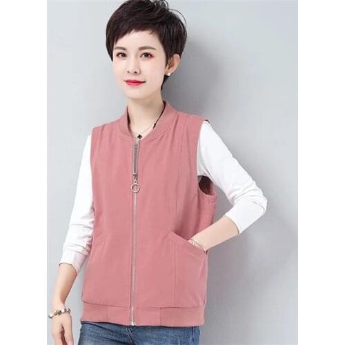 Female Vest Jacket 2021 Women New Spring Autumn Jacket Vest Middle-aged Casual Vest Jacket Wild Vest Thin Section Short CoatC212