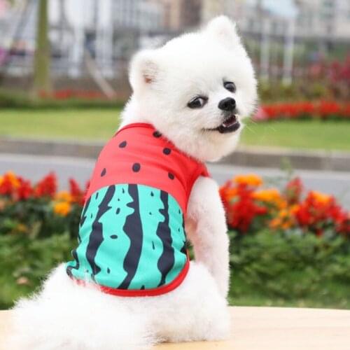 Pet Puppy Vest Breathable Thin T-Shit Printed Summer Hawaiian Fruit Watermelon Pineapple Strawberry Design Suitable For Dogs Cat