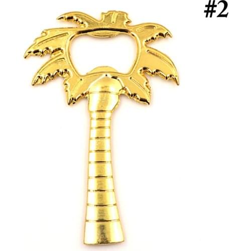 1Pcs Bottle Opener Coconut Tree Shape Soda Glass Cap Beer Palm Breeze Bottle Opener Silver Gold Color For Wedding Kitchen Tool