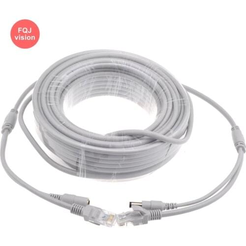 2 Pieces IP Camera Ethernet RJ45 Cable CAT5/CAT-5e RJ45 + DC Power Internet LAN Cable Cord 2 in 1 Cables 5M/10M/15M/20M/30M