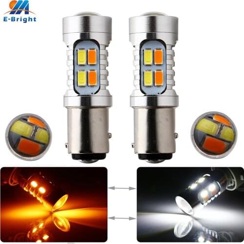 2pcs P21/5W Turn Signal Lamp S25 1157 BAY15D Dual color White&Amber 5730 20 SMD Led Bulb Reverse Stop Reverse Tail Lamp DC 12V