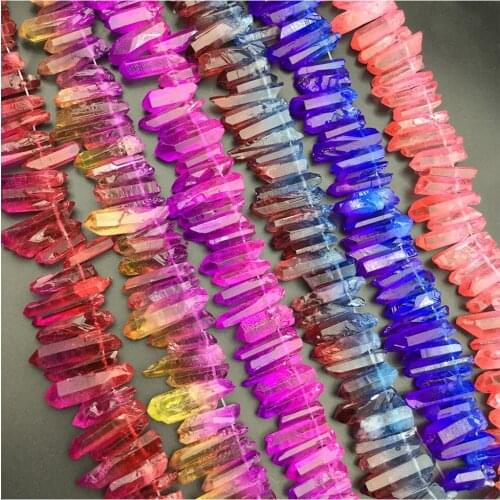 20-30mm Natural Pink Crystal Stone Cluster Gradual Change Color Hexagonal Column Original Stone Jewelry Making DIY Necklace Part
