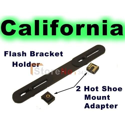 3 In 1 Camera Holder Flash Bracket+2pcs Hot Shoe Mount Adapter for 1/4" Studio Light Stand