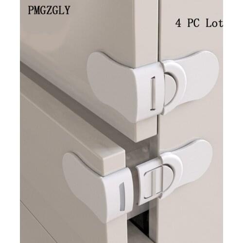 4pcs / a lot Child Kids Baby Care Safety Security Plastic Cabinet Locks for Cabinet Drawer Wardrobe Doors Fridge Toilet Saftey