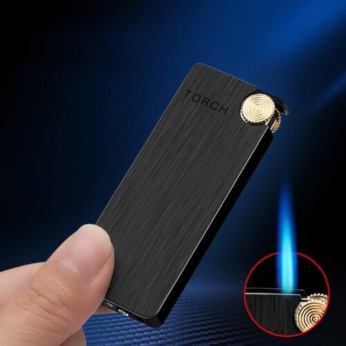 Butane Turbo Lighter 2020 Gas Lighter Cigar Cigarettes Lighters Ultra-thin Metal Lighters Smoking Accessories Gadgets For Men