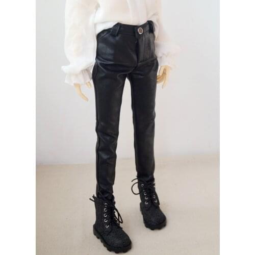 BJD Black Synthetic Leather Pants Tight Trousers Outfits For Male 1/3 SD 60cm 24" 1/4 17" Tall MSD DK DZ AOD DD Doll
