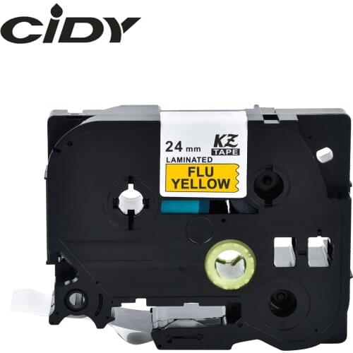 CIDY 10pcs Tze C51 Tz-C51 TZ C51 Tze-C51 P-Touch For Brother Labels Compatible Black on Fluyellow Label Tape