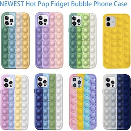 Pop Fidget Toys Mobile Phone Cases For iPhone 6 7 8 XS XR 11 12 Pro Max SE2 Back Cover Push Bubble Antistress Kid Sensory Game