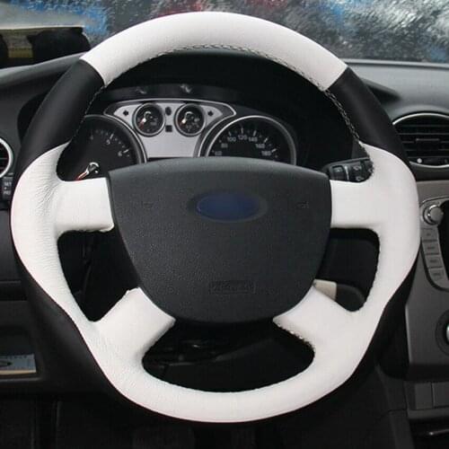 For Ford Focus 2 2005-2012 Car Steering Wheel Cover Hand-stitch on Wrap Cover