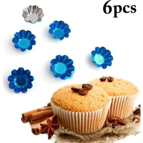 6pcs Creative Egg Tart Molds Non-Stick Stainless Steel Cupcake Mold Baking Tool Mini Tart Pan DIY Baking Tools Accessories