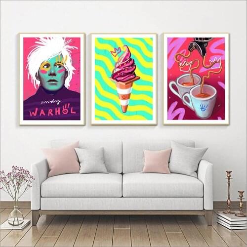 Andy Warhol Art Print Poster Nordic Abstract Coffee Lovers Canvas Painting Ice Cream Coan Wall Picture for Livingroom Home Decor