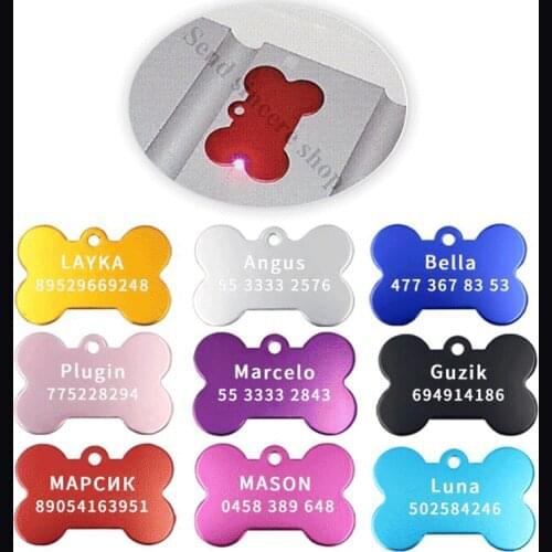 2pcs Personalized Engraving Anti-lost Dog ID Tag Identification Customized Pet Name Puppy Collar Dog Cat Bone Tags Pet Supplies