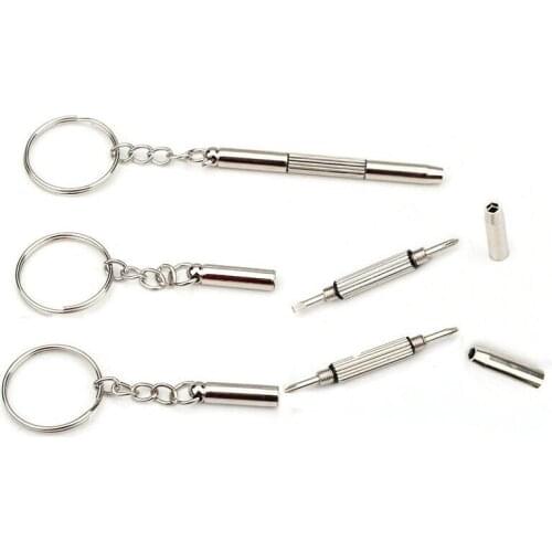 Juego de100 destornilladores de acero al aluminio para gafas, juego de herramientas de reparación de relojes con llaveros