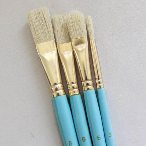 4Pcs Wooden Handle Artist Paint Brush Drawing Brushes Aluminum Tube Bristles Hair Drawing Art Supplie Oil Painting Brushes