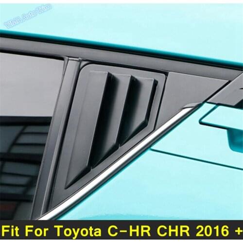 Lapetus Auto Styling Rear Door Window Vent Louvers Scoop Cover Trim ABS For Toyota C-HR CHR 2016 - 2021 Black / Carbon Fiber