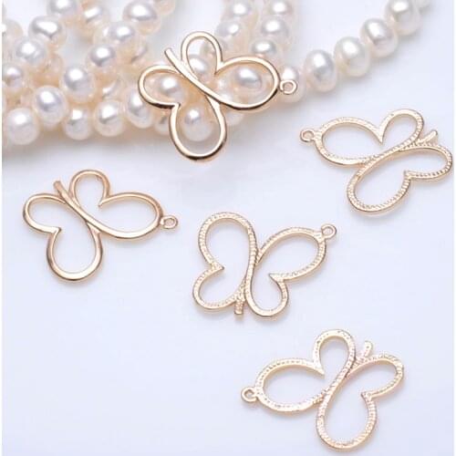 6PCS 19x17MM 24K Champagne Gold Color Plated Brass Butterfly Charms Pendants High Quality Diy Jewelry Accessories