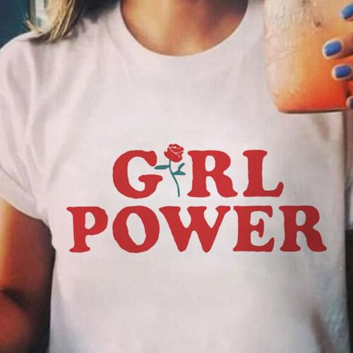 Summer Girl Power Rose Nothing Letter Print Female T-shirt Korean Fashion Short Sleeve O-Neck Loose Punk Tees Women Casual Tops