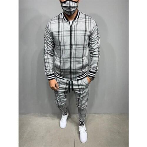 Richkeda Store Plaid Printed Loose Suit Couple Clothes Fashion Tracksuit Grey Tracksuit Fullset Black Pink Faded Tracksuit Full