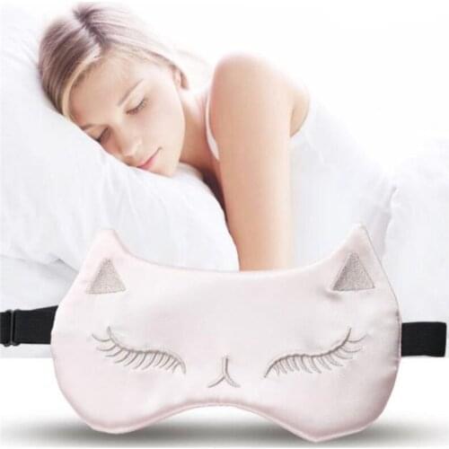 Faux Silk Cat Sleeping Eye Masks Shading Patch Adjustable Aid Blindfold Cover Relax Portable Sleeping Eye Care Travel Accessory