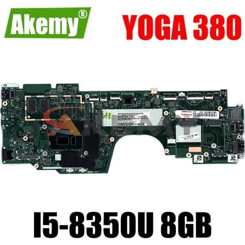 Laptop motherboard For LENOVO YOGA 380 X380 Mainboard SR3L9 i5-8350U 02DA016 LA-F421P With 8G RAM
